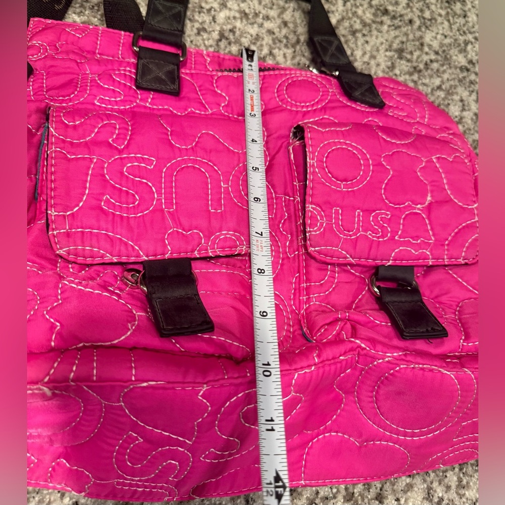 Tous Hot Pink Quilted Logo Tote with Black Straps - Picture 5 of 6
